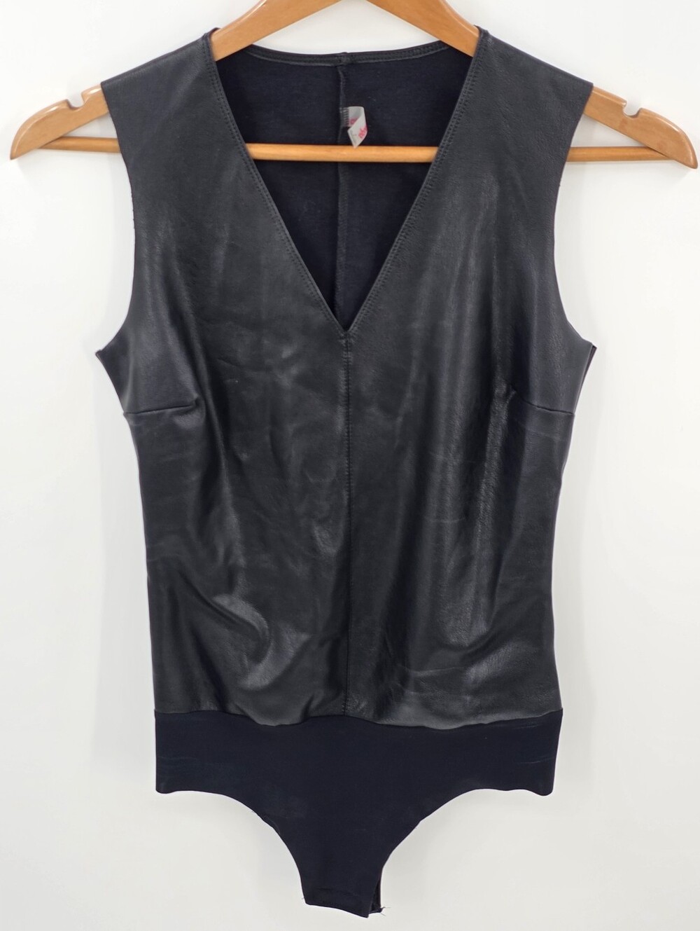 Commando Faux Leather Black Sleeveless Bodysuit Women's Small S